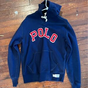 Polo by Ralph Lauren Men's Blue Hoodie with Red Accents